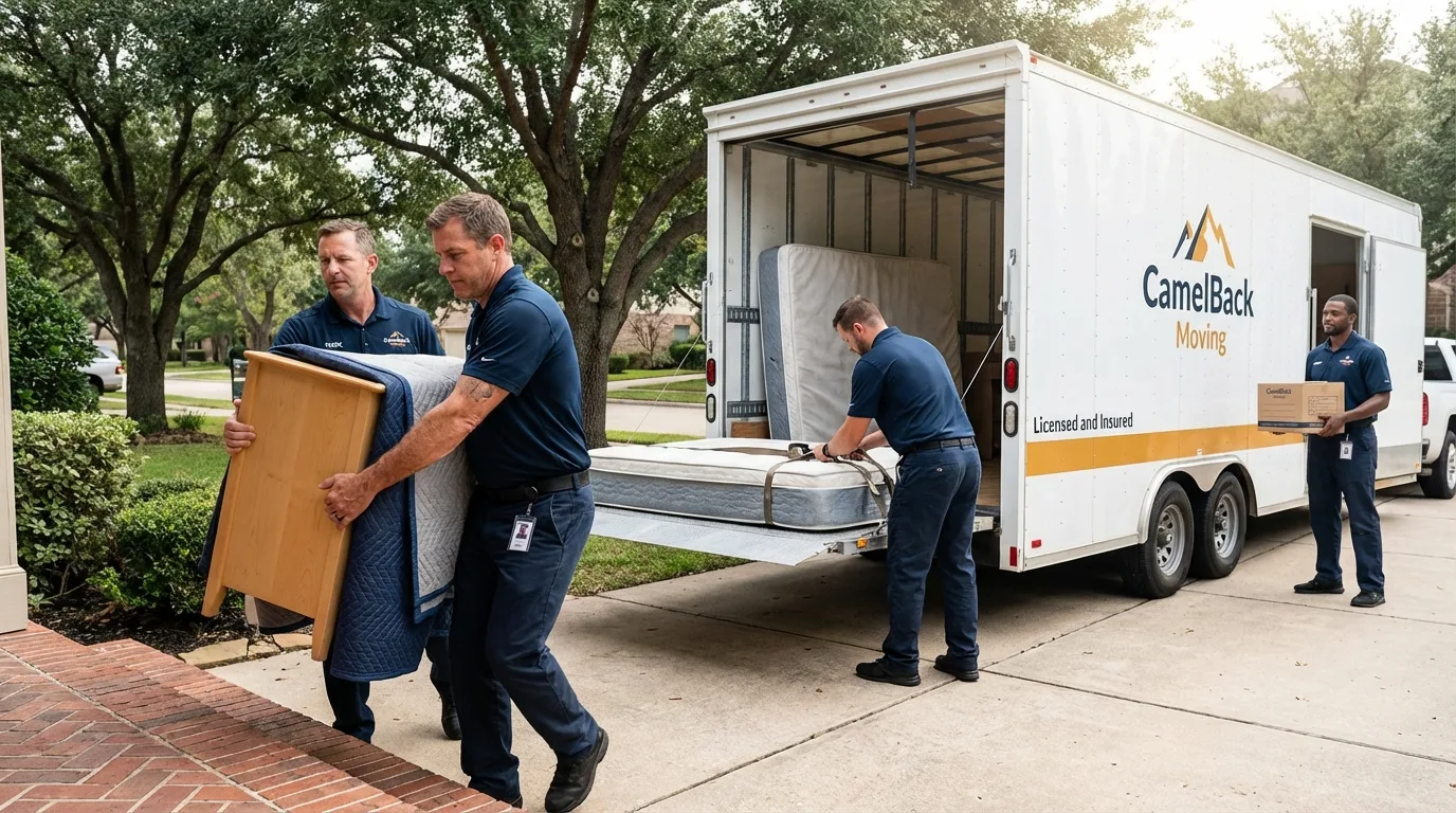 Crew loading residential truck for cross-state move from Buffalo, OK