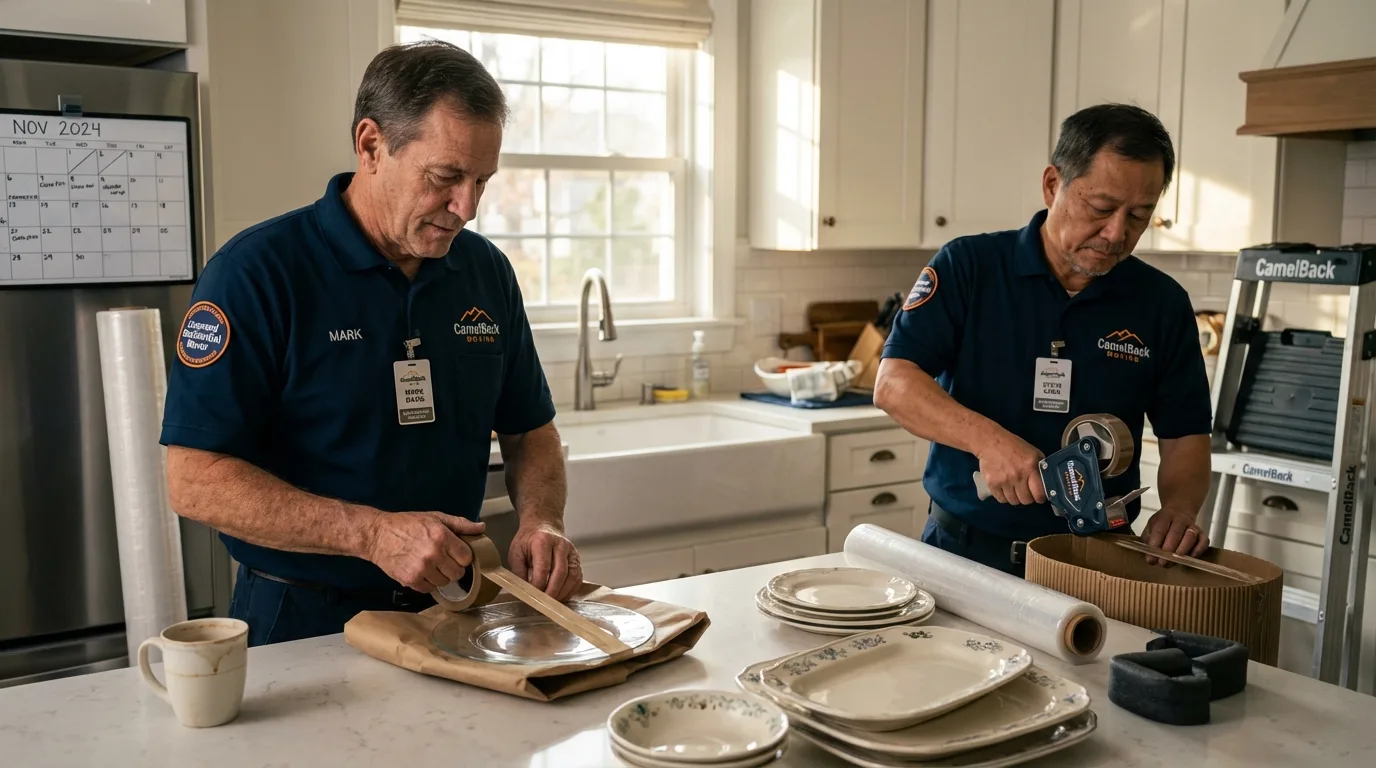 Professional crew packing kitchen dishware in Buffalo, OK